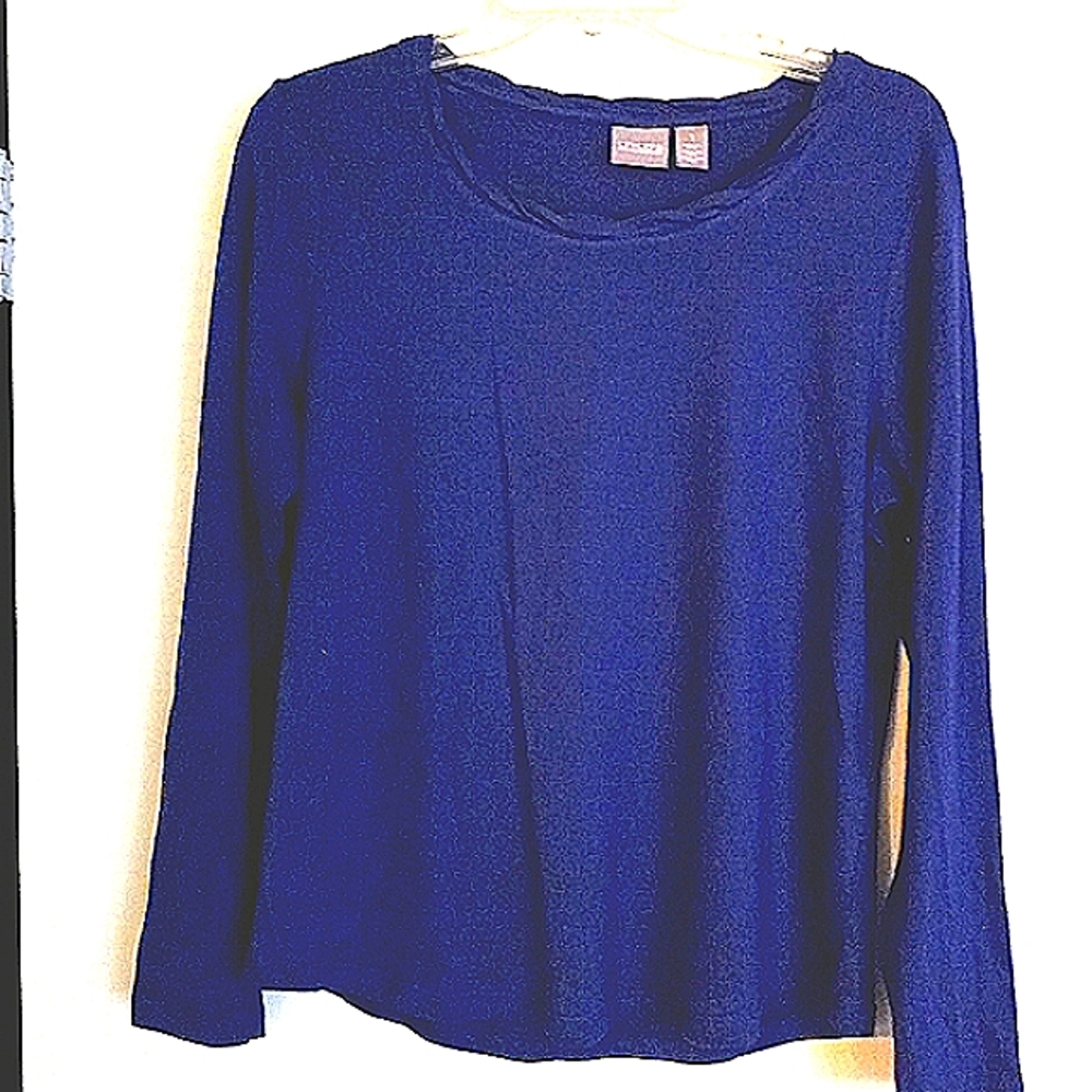 Chico's size 1 long sleeve crew neck navy casual woman's top